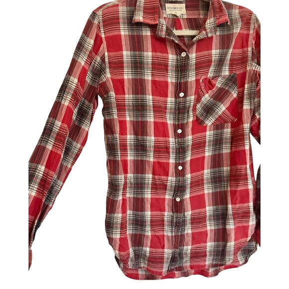 Denim & Supply Ralph Lauren shirt Flannel plaid red M blouse comfort boyfriend - Picture 7 of 13